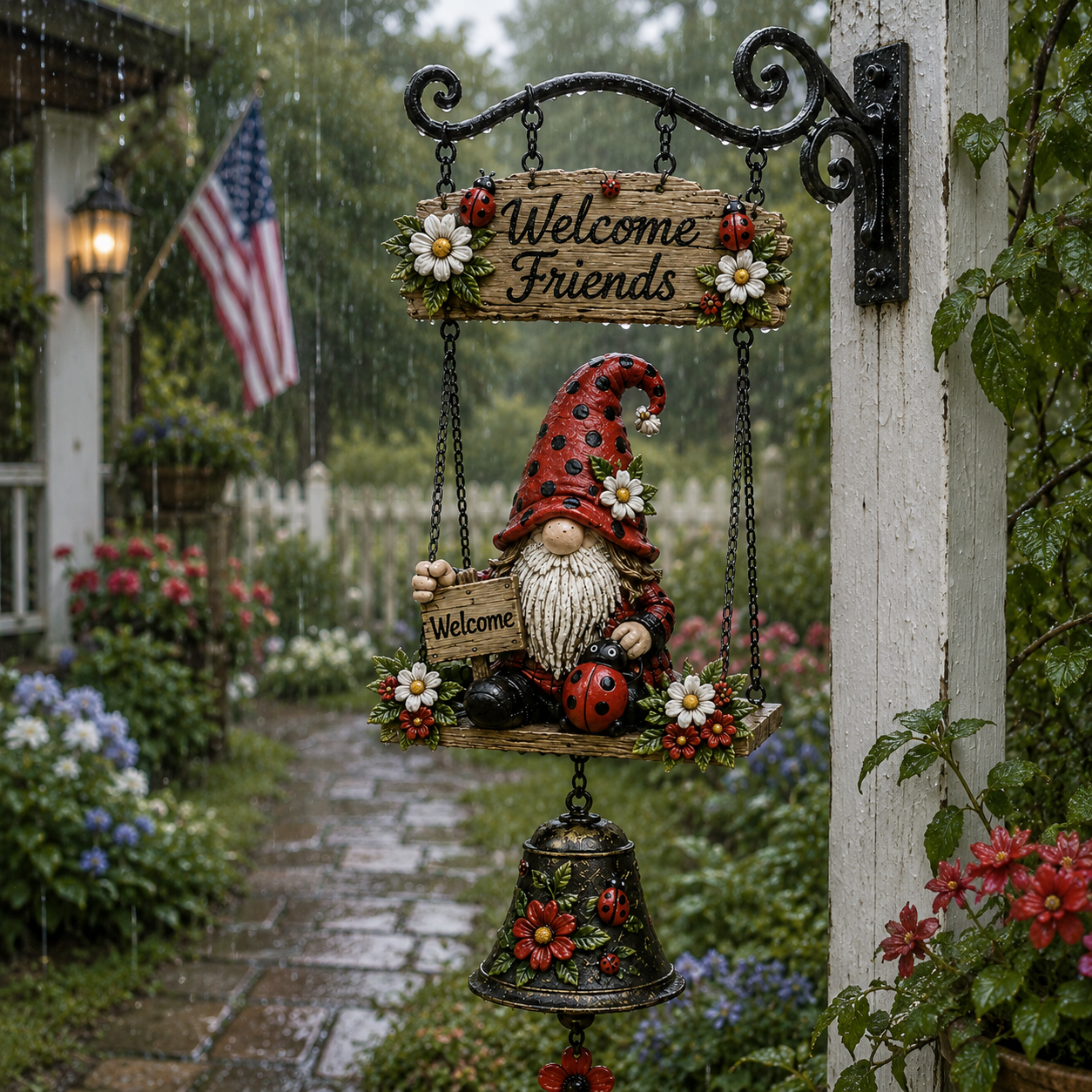 🔥Limited time 50% OFF – Rustic Garden Gnome Bell Outdoor Decor 🐞