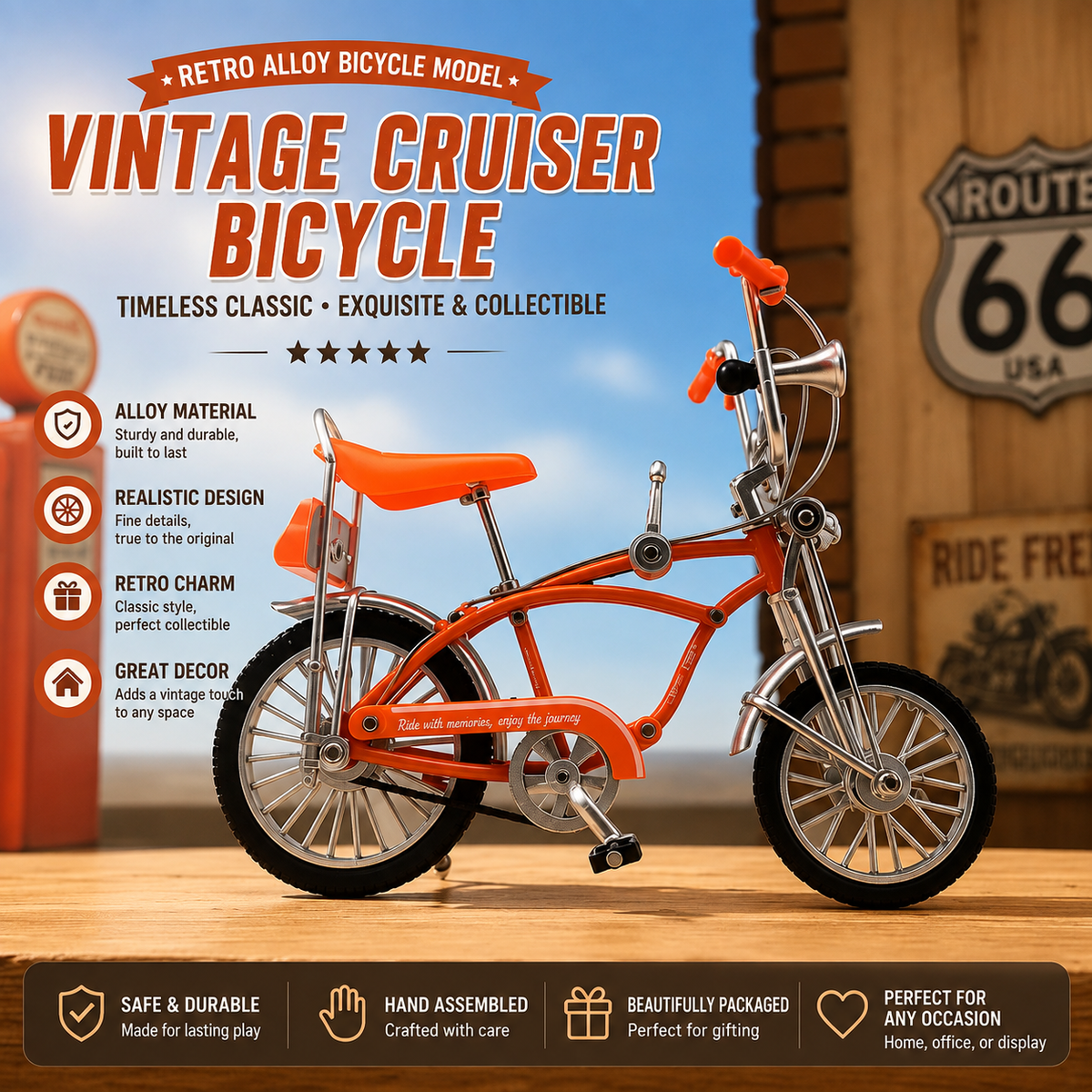 Vintage Alloy Cruiser Bicycle Replica - Arenvo