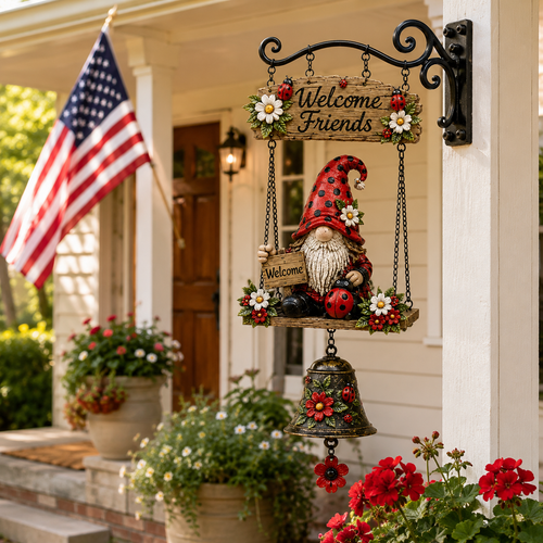 🔥Limited time 50% OFF – Rustic Garden Gnome Bell Outdoor Decor 🐞