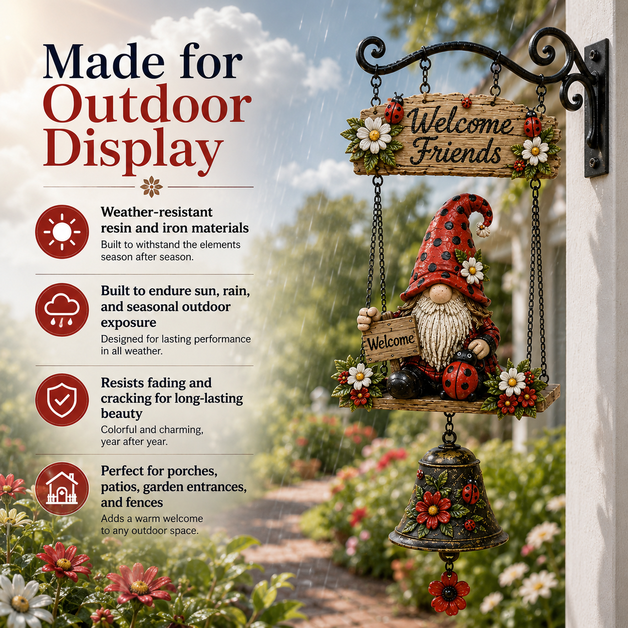 🔥Limited time 50% OFF – Rustic Garden Gnome Bell Outdoor Decor 🐞