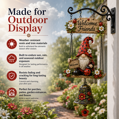 🔥Limited time 50% OFF – Rustic Garden Gnome Bell Outdoor Decor 🐞