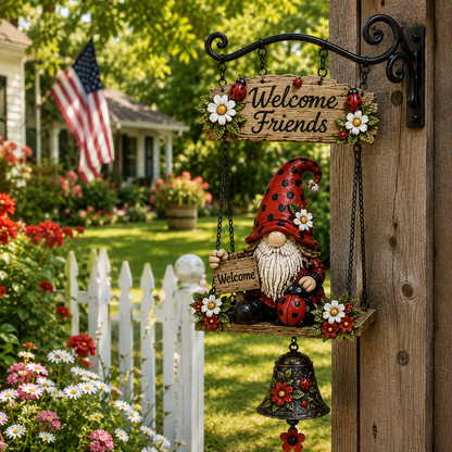🔥Limited time 50% OFF – Rustic Garden Gnome Bell Outdoor Decor 🐞